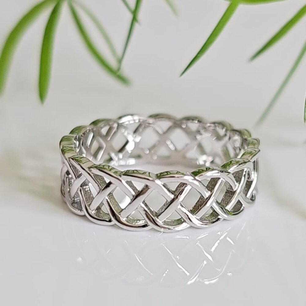 Braided Celtic Ring, Sterling Silver Women Ring, 925 Silver, Thumb Band Unisex~